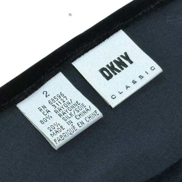 Vintage women’s DKNY dress long black rayon/silk 1990s - Picture 2 of 5
